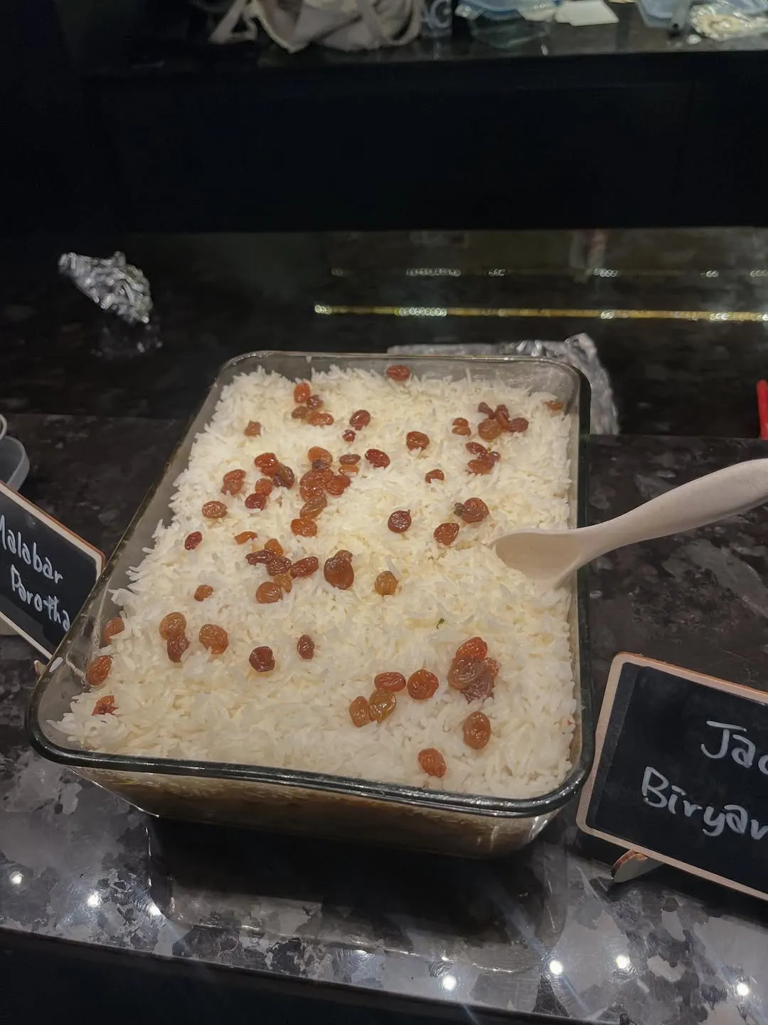 Jackfruit biryani on the table at the Dishoom night