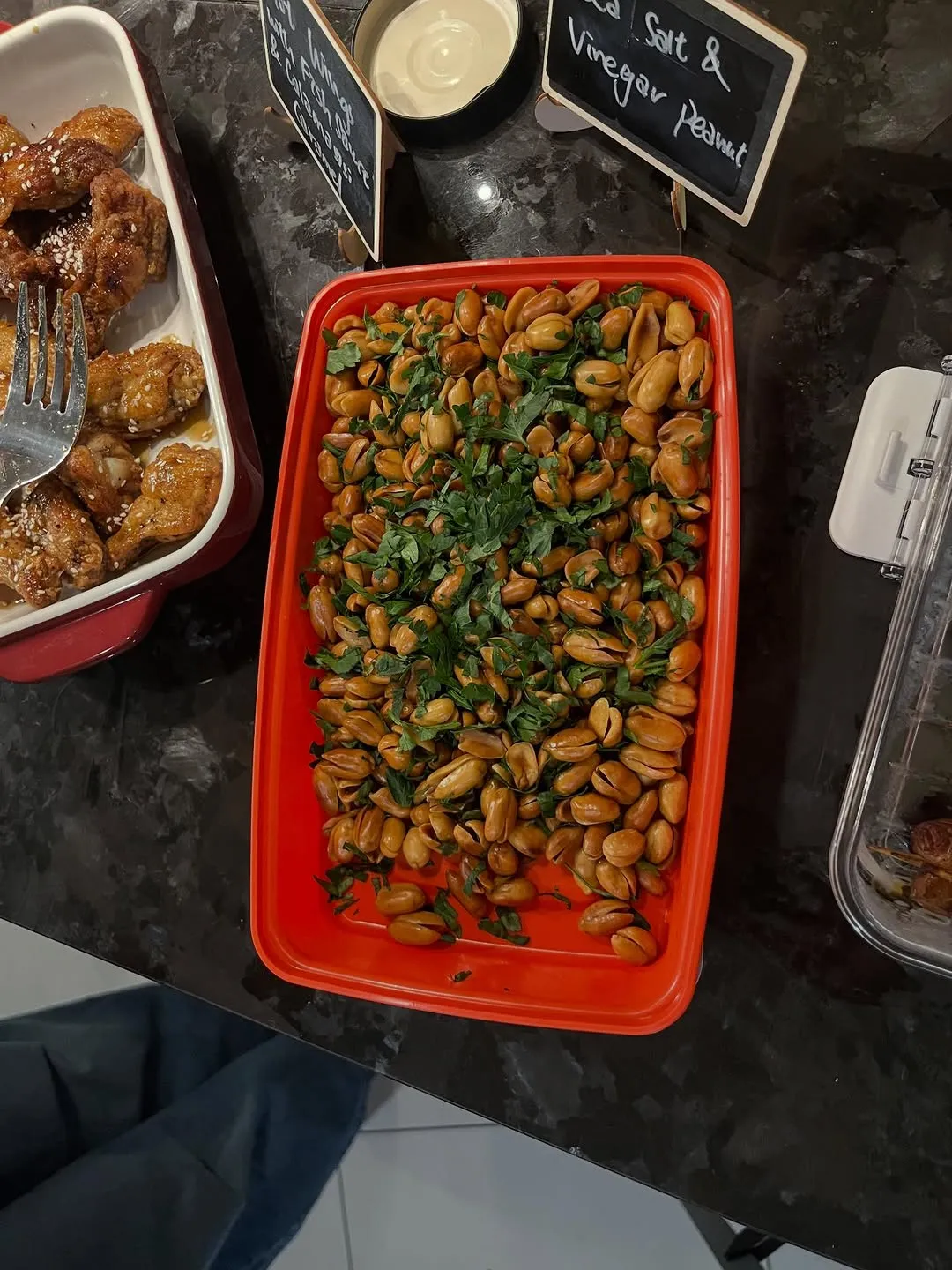 Glazed hot wings on the table